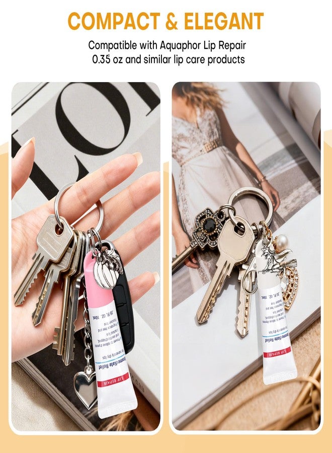 Rolitwils Halloween Edition 4 Pcs Keychain Holder for Aquaphor Lip Repair - Polypropylene Cap Accessory - Fit Lip Balm Keychain with Halloween Charms - Image 3